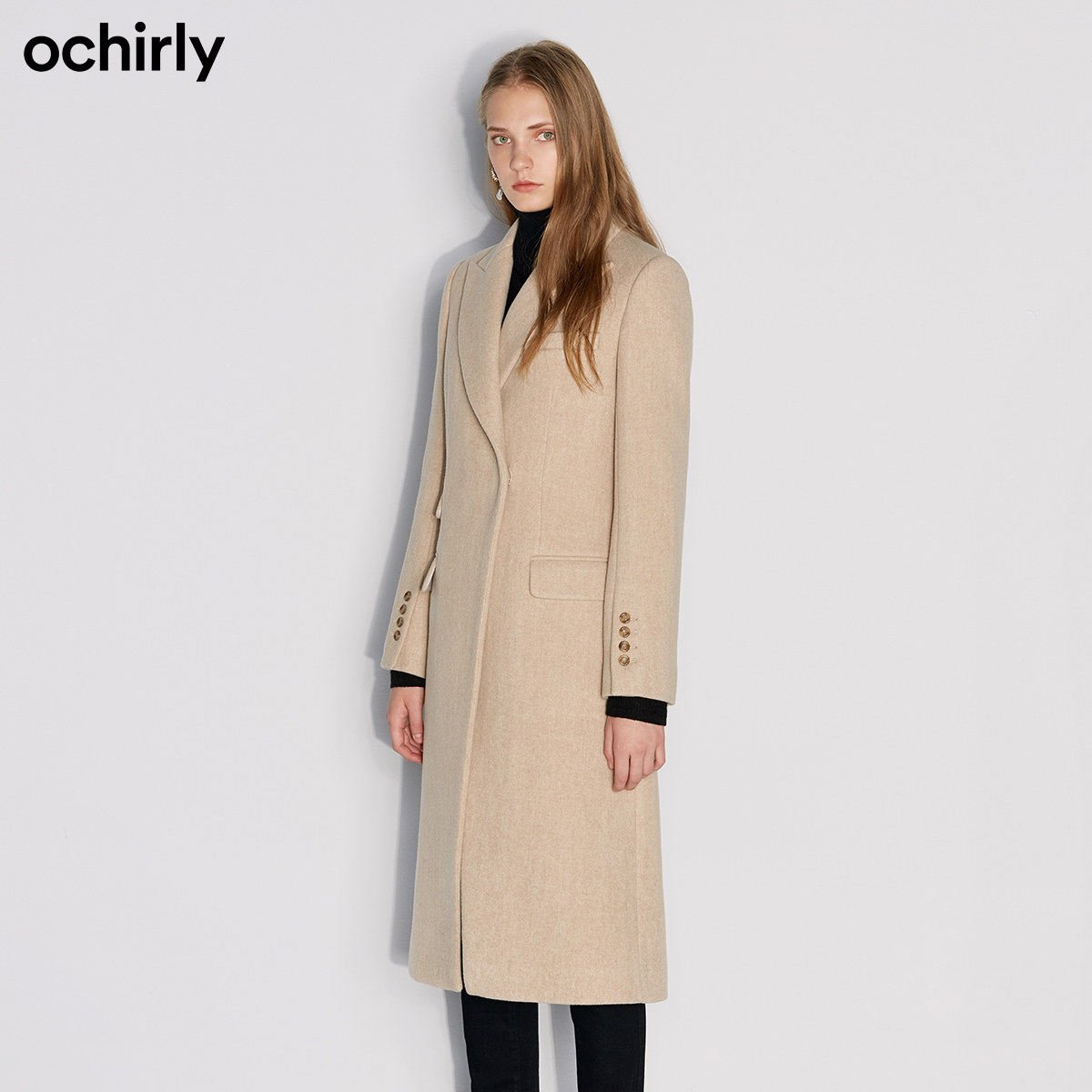 2件9折欧时力新款冬装双面立绒大衣 ochirly毛呢外套