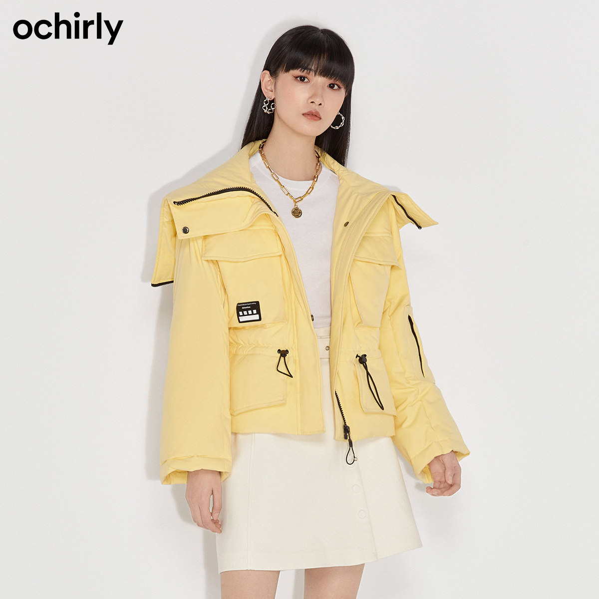 2件9折欧时力2021新款织唛女羽绒服 ochirly羽绒服