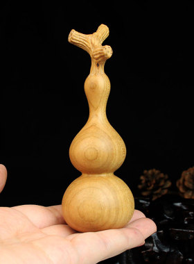 桃木龙头葫芦木雕文玩手把件桌面摆件家居葫芦挂件装饰工艺品
