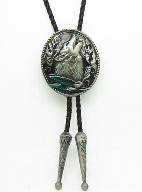 原创设计长款领绳1月下狼波洛项链男百搭短袖配饰原创简约吊坠