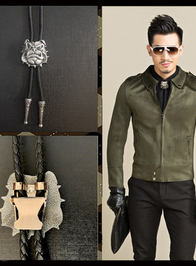 皮绳领带方佑金属嘻哈潮流男新品