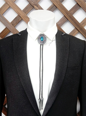 领带男士衬衫西装蓝白图腾配饰