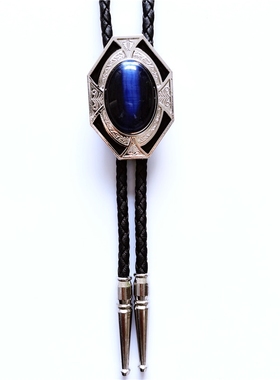 情侣项链男士黑色猫眼石镀金银