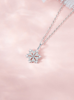 S925纯银雪花项链女款小众设计感锁骨链礼物雪花项链小众纯银项链
