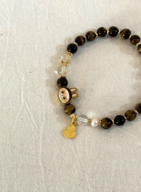 林先叁 天然虎眼石吉字葫芦labubu玩偶手链高颜值闺蜜手饰保平安