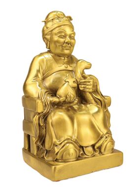 全铜摆件中式土地公土地婆铜像