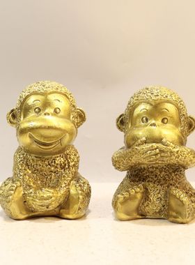 黄铜四不猴摆件送礼中式生肖猴