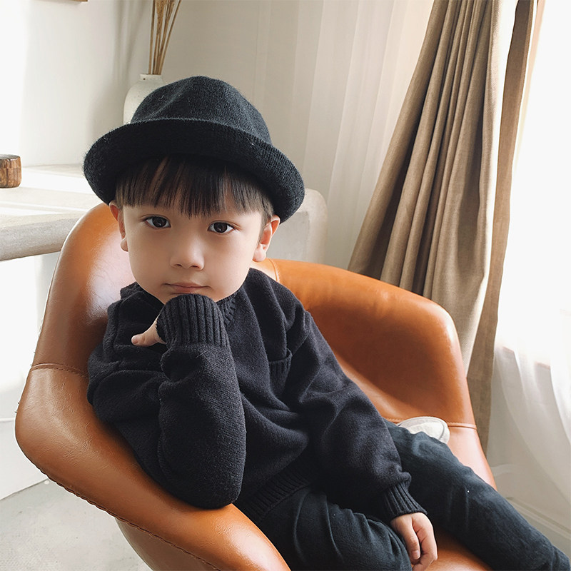 儿童帽子秋冬新款男童礼帽针织毛呢爵士帽时尚洋气中小童韩版帽子,淘宝优惠券,粉丝福利购,淘宝优惠卷