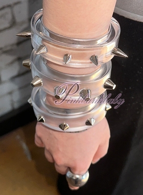 pinkbankbaby小众ins朋克树脂透明铆钉手镯小众高级感手环手镯女