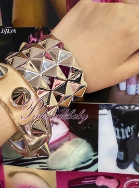 pinkbankbaby原创设计小众朋克y2k四方钉金属个性夸张手环手镯女