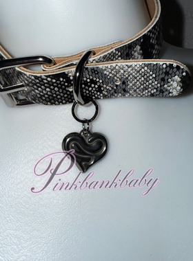 原创自制y2k个性小众朋克蛇皮纹复古爱心蛇钛钢吊坠皮项圈choker