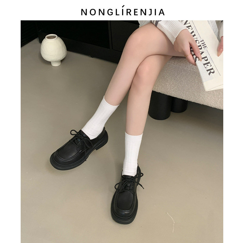 弄里人佳大码女鞋41-43单鞋秋季新款英伦风休闲系带小皮鞋40 42,淘宝优惠券,粉丝福利购,淘宝优惠卷