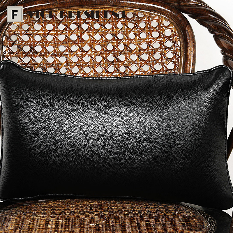 复古风头层牛皮靠垫真皮抱枕客厅办公室大黑沙发客厅车用护腰枕垫,淘宝优惠券,粉丝福利购,淘宝优惠卷