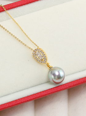 14K注金珍珠吊坠项链空托