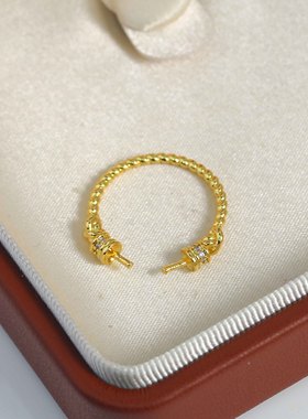 DIY珍珠配件麻花结戒指空托