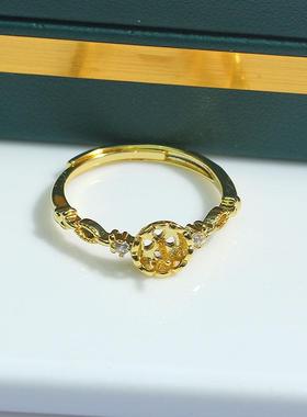 DIY珍珠配件新款铜镀金戒指托空