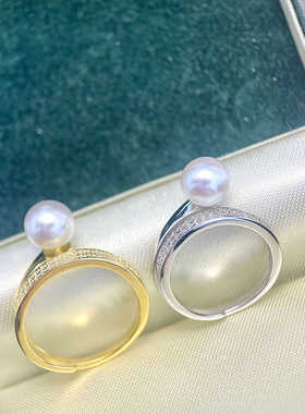 S925纯银镶钻DIY戒指空托小众