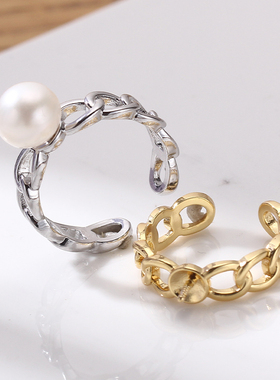 珍珠女注金简约时尚开口戒