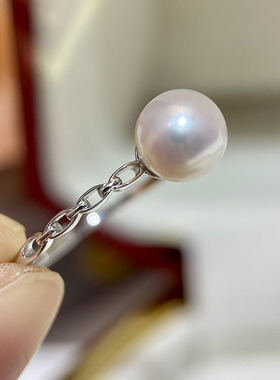 S925纯银时尚简约镂空珍珠戒指