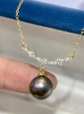 S925纯银华丽宫廷风锆石珍珠吊坠