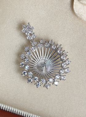 DIY配件S925纯银太阳花吊坠空托