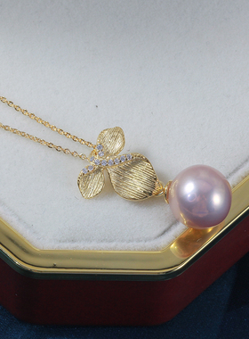 S925纯银幸运草珍珠吊坠项链坠