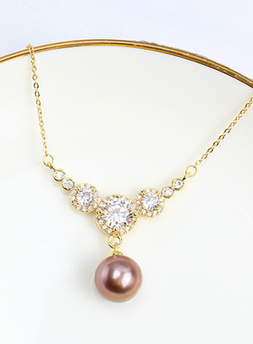 宫廷华丽款珍珠锆石项链吊坠