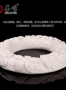 圆形手工雕刻墓碑祭祀摆件大理石