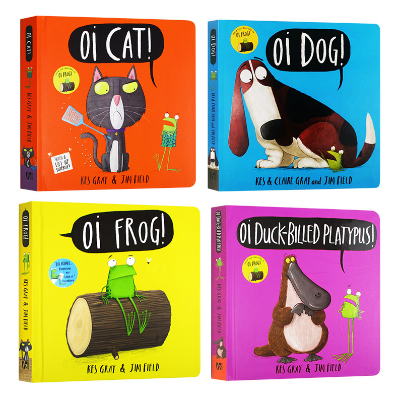 噢 青蛙 狗 猫 鸭嘴兽 趣味故事绘本4册套装 Oi Frog Dog Cat 英文原版韵律启蒙纸板书 亲子共读睡前英语阅读进口书籍