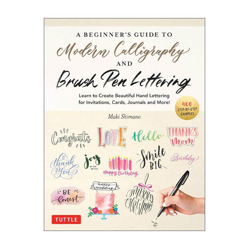 英文原版 A Beginner's Guide to Modern Calligraphy & Brush Pen Lettering 现代书法和毛笔字体初学者指南 进口英语原版书籍 - 图0