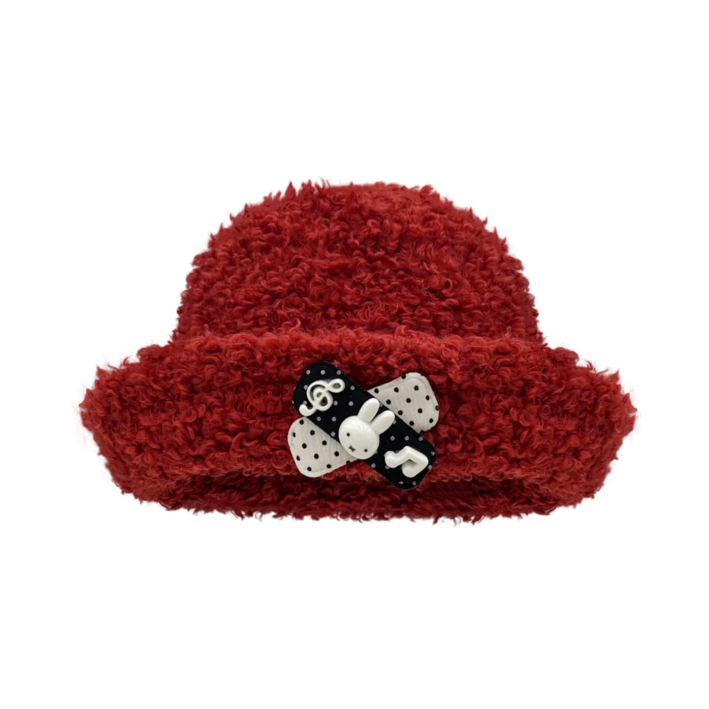 复古红色圣诞羊羔绒渔夫帽子女冬季甜美氛围感翻檐百搭显脸小礼帽,淘宝优惠券,粉丝福利购,淘宝优惠卷