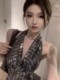 ເດັກຍິງຮ້ອນ sequined halterneck ເສື້ອ bottoming ແບບ lust ບໍລິສຸດ