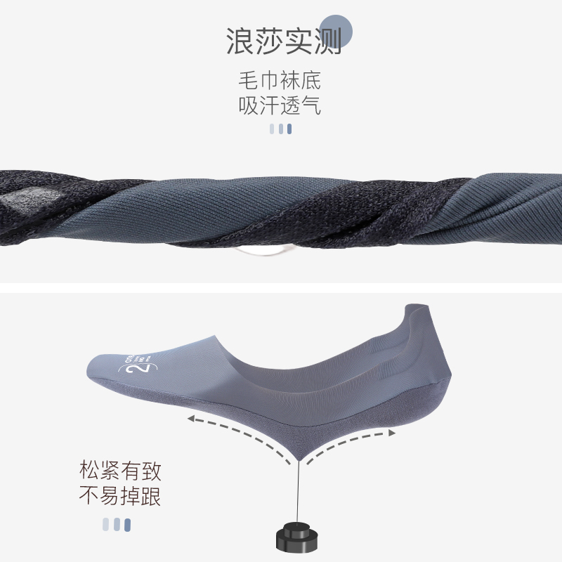 浪莎官方旗舰店浪莎冰丝船袜男士夏季薄款透气男袜纯棉袜底隐形短袜夏天低帮袜子1