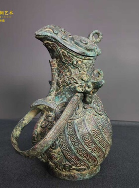 仿古青铜器鸟形提梁卣艺术品展览家居摆件古典装饰礼品和尊工艺
