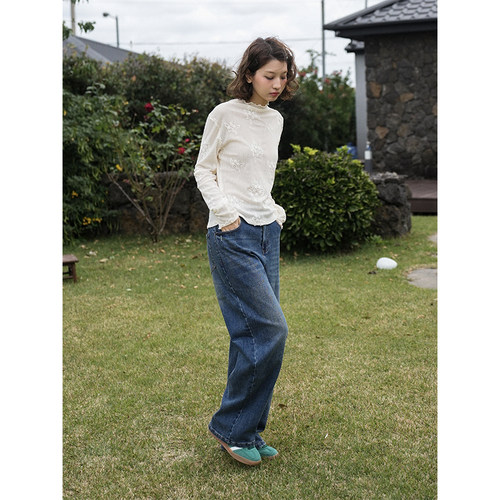 Botanique植物学“冬季雪花”立体花朵肌理半高领打底衫 - 图2