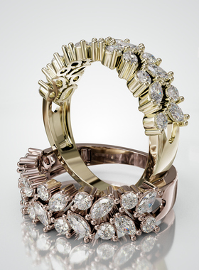 18K金圆钻水滴满镶可定制女戒