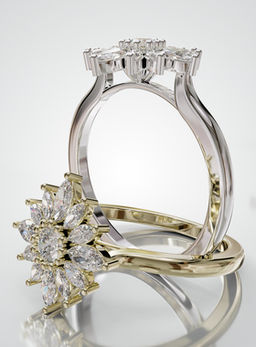 壹钻18K金轻奢璨群镶定制婚戒