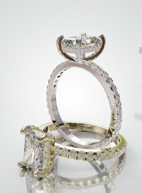 18K金雷迪恩满镶轻奢婚戒定制