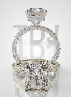 18K金雷迪恩形主石围镶婚戒定制