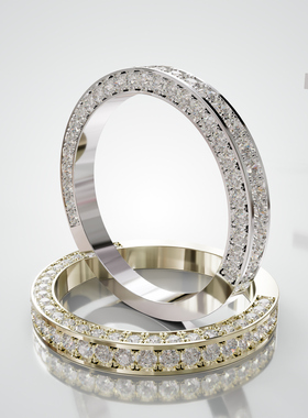 18K金圆石3D满镶轻奢情侣对戒