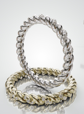 壹钻18K金扭绳婚戒可定制食指戒