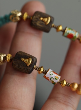 高端定制天然老花蜡精美无杂裂搭配纯银鎏金珐琅彩配饰精致大气