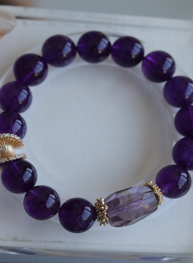 高端定制紫气东来天然紫水晶手链搭配紫水晶磨面随形锆石扭转乾坤