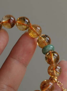 高端定制天然黄水晶手链搭配翡翠转环碧玺吊坠超美的成色和晶体