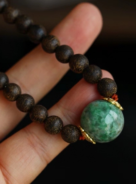 女天然沉香翡翠蜜蜡珍珠多宝设计