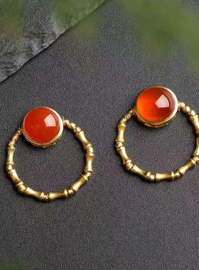 南红18K冰红戒指精品原矿保山南红戒面重金镶嵌颜色红润形状饱满