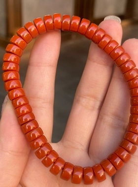 精品川料瓦西南红药片手串满色满肉颜色红润精工直切做工精细