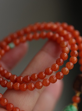 高端定制天然红翡A货多圈冰透水润的料子配天然翡翠仿古珠沉香63