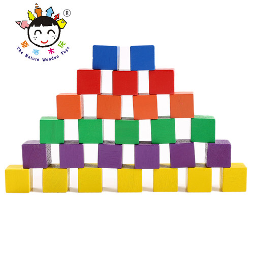 正方体长方体积木数学教具立方体正方形积木块小方块玩具木头方块-图2