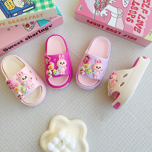 新款爆款卡通水果拉布布百搭男女童EVA拖鞋时尚双拼软底防滑凉鞋 - 图1